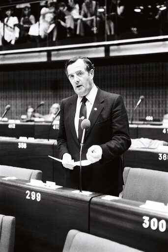 The MEP Patrick LALOR during a session in Strasbourg on May 1980.