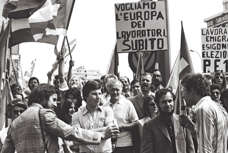 Demonstration in support of European elections outside a meeting of the European Council in Brussels