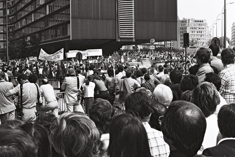 Demonstration in support of European elections outside a meeting of the European Council in Brussels