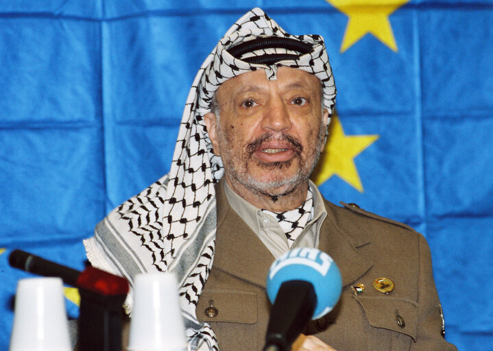 Photo 3: Press conference in  the European Parliament by Yasser ARAFAT, President of the Palestinian National Authority.