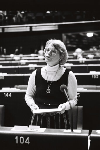 The MEP Tove NIELSEN during a session in Strasbourg in January 1980.