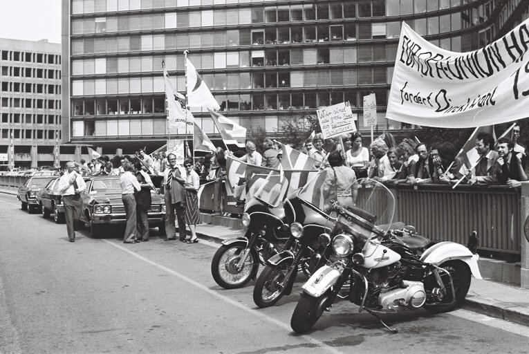 Demonstration in support of European elections outside a meeting of the European Council in Brussels