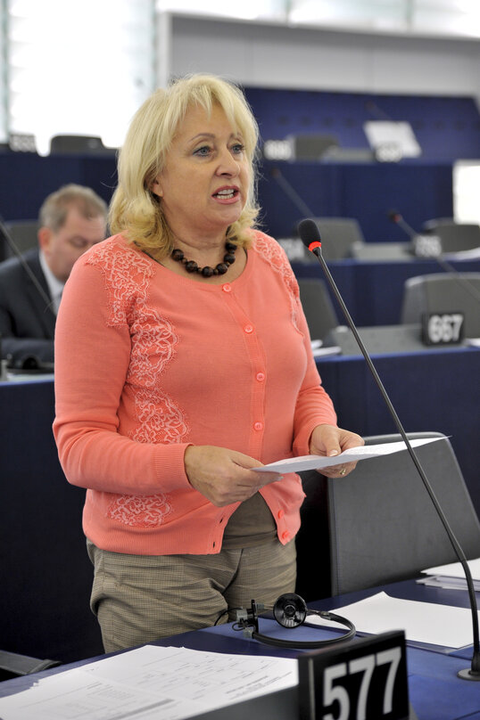 Jolanta HIBNER during plenary session week 41 2013 in Strasbourg