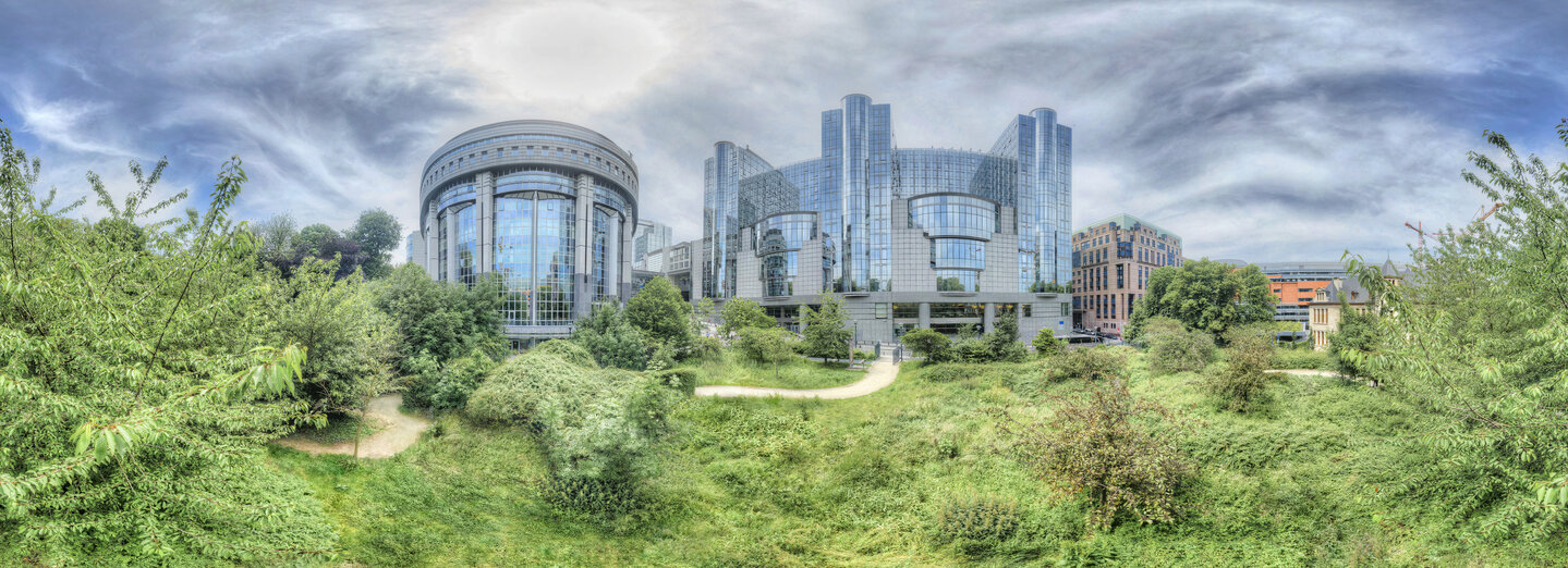 Panoramic View of PHS and ASP buildings, European Parliament in Brussels