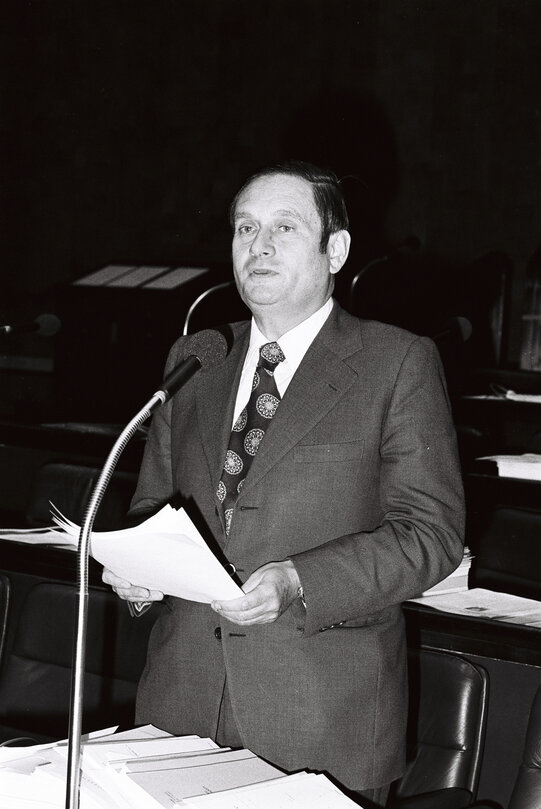 The delegue Jean-Francois PINTAT during a session in Luxembourg on September1978.