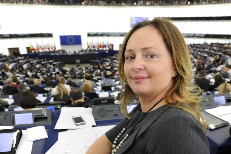 Fotografija 3: Joanna SKRZYDLEWSKA during Plenary session week 41 2013 in Strasbourg