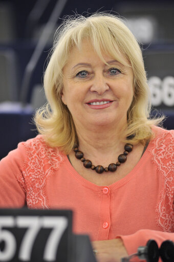 Foto 1: Jolanta HIBNER during plenary session week 41 2013 in Strasbourg