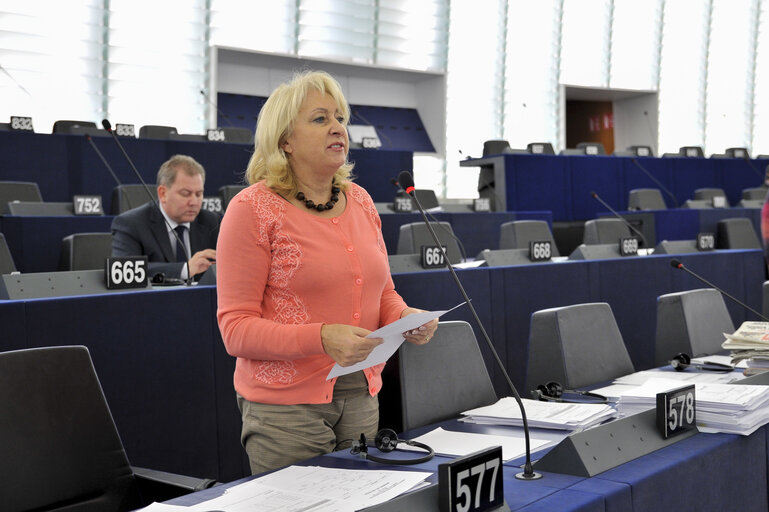 Foto 4: Jolanta HIBNER during plenary session week 41 2013 in Strasbourg