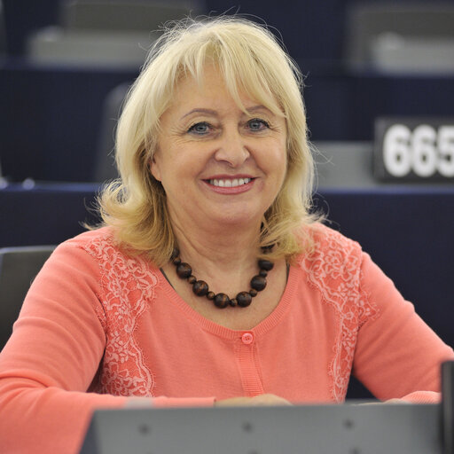 Foto 3: Jolanta HIBNER during plenary session week 41 2013 in Strasbourg