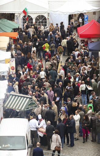 Artisanal market on the 'Place du Luxembourg' in the Brussels 'European District'