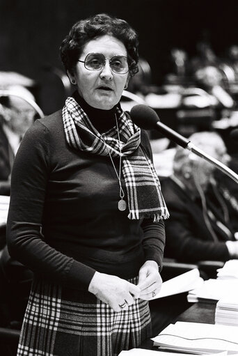 The delegue Karen DAHLERUP during a session in Luxembourg in December 1978.