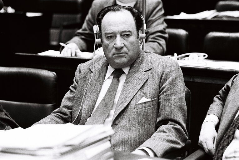 The delegue Maurice FAURE during a session in Luxembourg in December 1978.