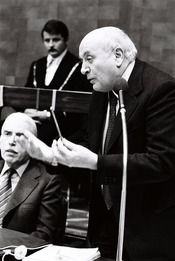 The delegue Altiero SPINELLI during a  session in Luxembourg in December 1978.