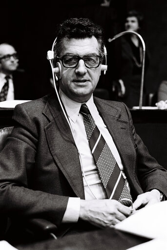 The delegue Pierre Charles Alfred KRIEG during a session in Luxembourg in December 1978.