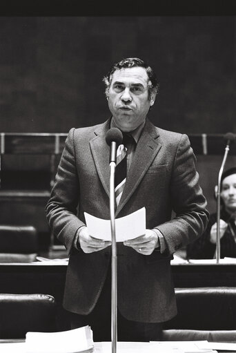 Gerard BORDU, Member of the European Parliament, during a session in Luxembourg in December 1978.