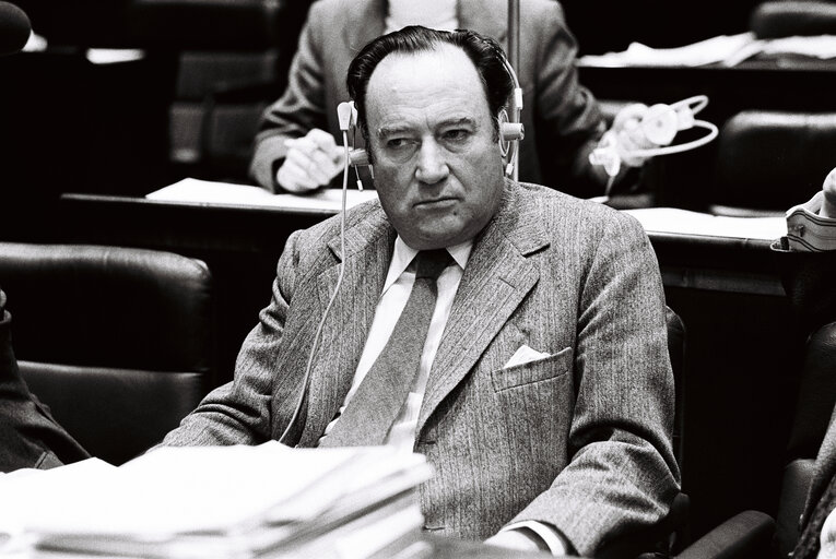 The delegue Maurice FAURE during a session in Luxembourg in December 1978.