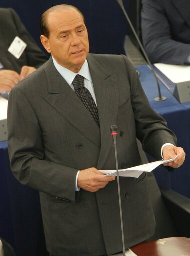 Photo 16 : Italy's Prime Minister visits the EP in Strasbourg to present the programme of the Italian Presidency of the Council