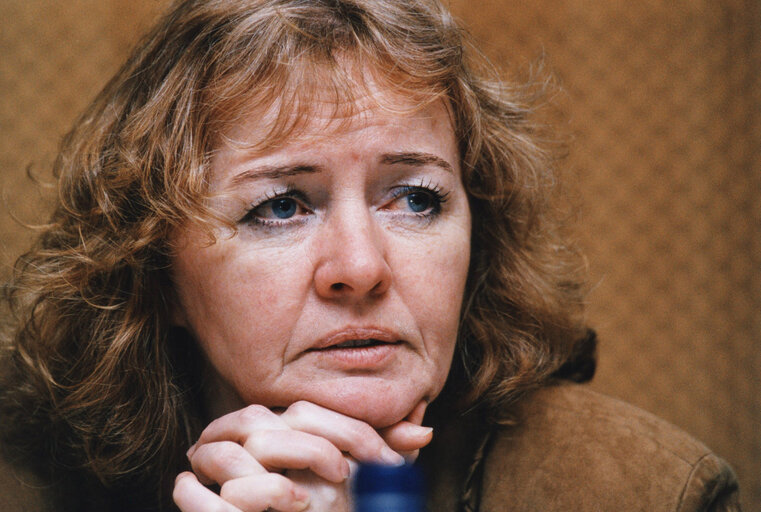 Maria Pernille FRAHM in a meeting at the EP in Brussels.