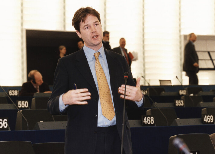 Nicholas CLEGG in plenary session in Strasbourg.