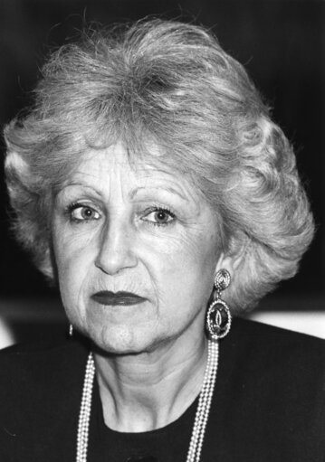 MEP Martine LEHIDEUX attends a plenary session in Strasbourg in January 1989