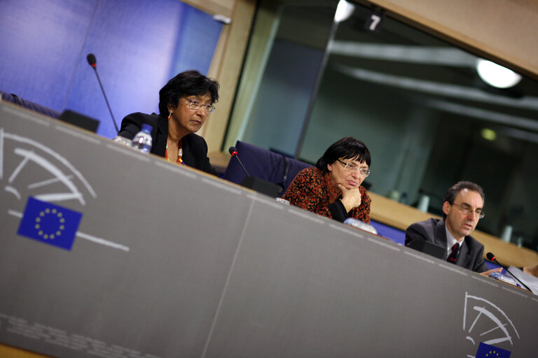 Fotografia 3: Press conference following the Joint conference of the EP, EC and UN on 60 years of the Universal Declaration of Human Rights: the defenders take the floor.