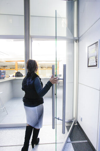 Print shop booth inside the European Parliament in Brussels