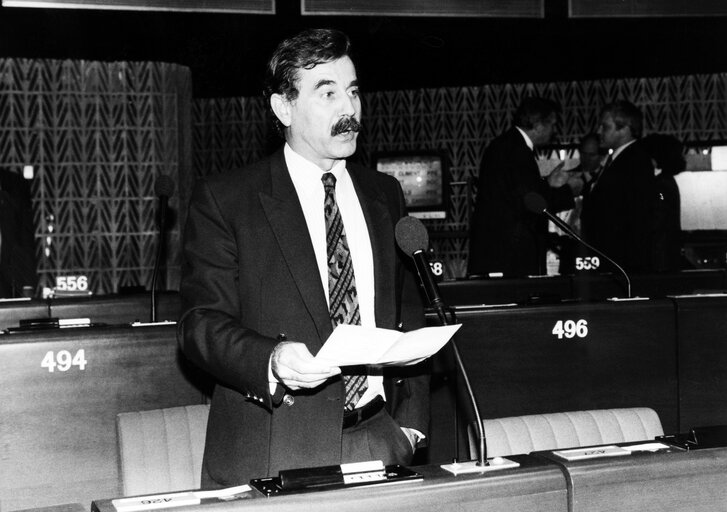 MEP Leopoldo ORTIZ CLIMENT attends a plenary session in Strasbourg in October 1989