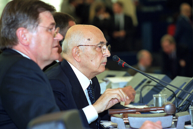 Giorgio NAPOLITANO in plenary session in Strasbourg.