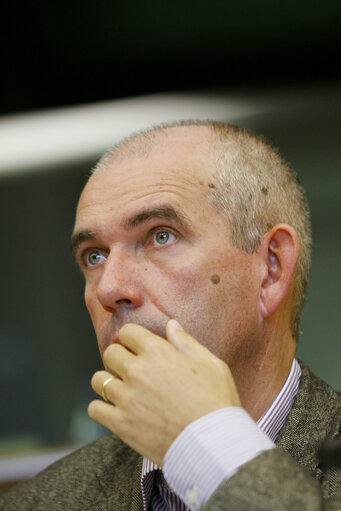 Photo 2: Joost LAGENDIJK in a meeting at the EP in Brussels.