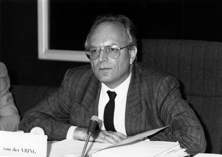 MEP Thomas von der VRING attends a meeting in Strasbourg in July 1989