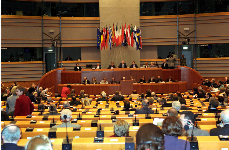 Fotografie 2: Meeting on the resignation of the SANTER Commission.