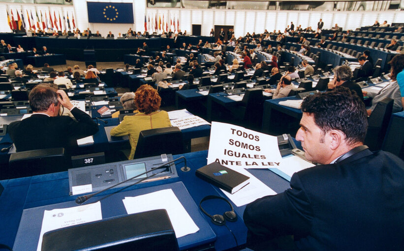 Photo 21 : Italy's Prime Minister visits the EP in Strasbourg to present the programme of the Italian Presidency of the Council