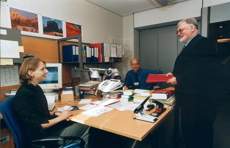 Helmut KUHNE in his office at the EP in Brussels.
