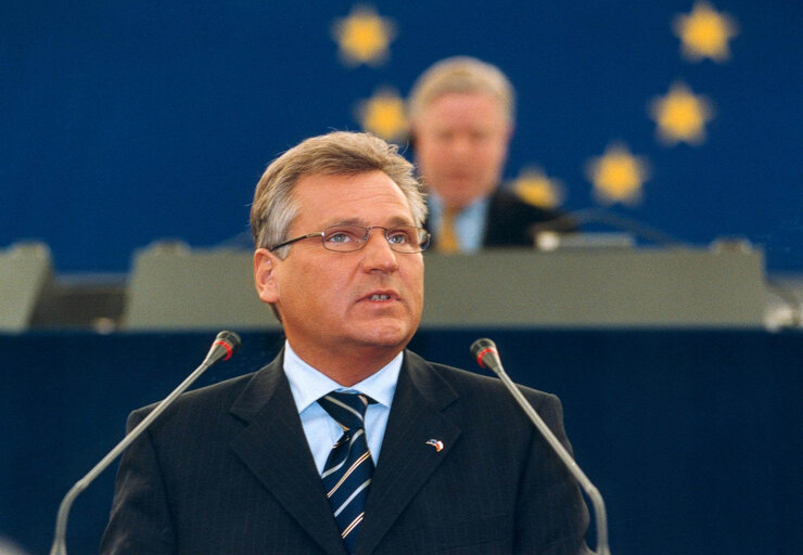 Aleksander KWASNIEWSKI, President of Poland, makes an official visit to the EP in Strasbourg