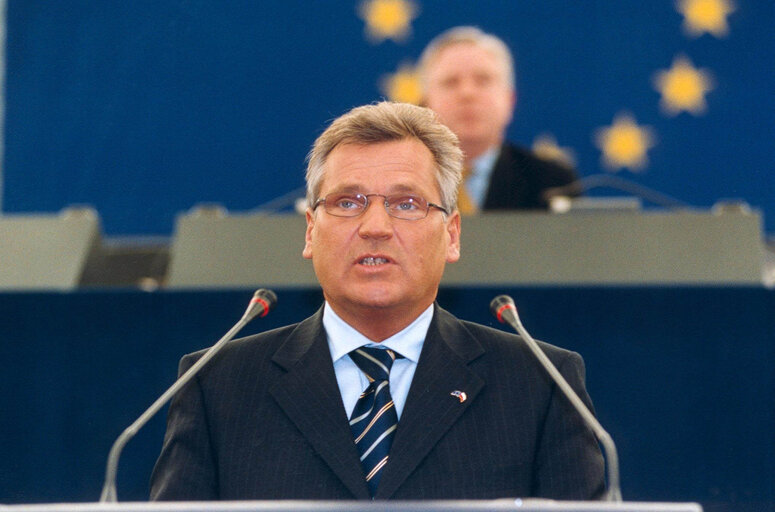 Aleksander KWASNIEWSKI, President of Poland, makes an official visit to the EP in Strasbourg