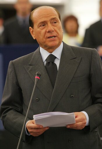 Photo 26 : Italy's Prime Minister visits the EP in Strasbourg to present the programme of the Italian Presidency of the Council