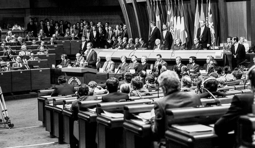 Fotografi 5: Visit of King and Queen of Spain at the European Parliament in Strasbourg in May 1986