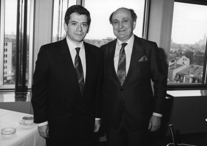 Fotografi 1: EP President meets with Irish Foreign Minister Gerard COLLINS in January 1990