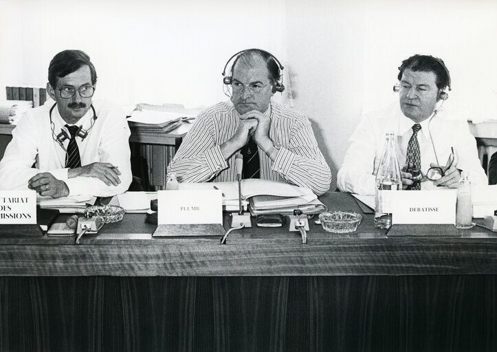 Fotografie 2: Lord Henry PLUMB and Michel DEBATISSE at the Committee of Agriculture in September 1979