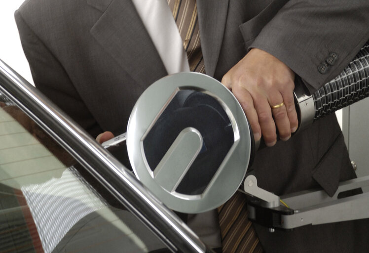 The BMW Hydrogen 7 car built to promote the use of renewable energy.