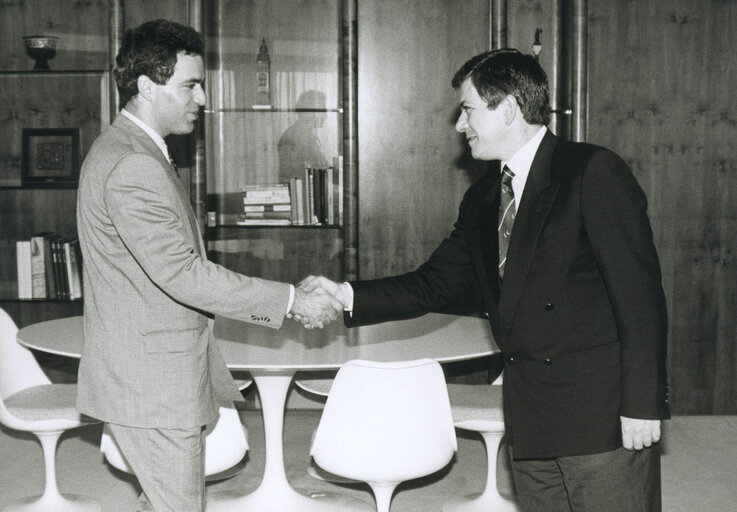 Garri KASPAROV, Chess world champion, visits the European Parliament in September 1991