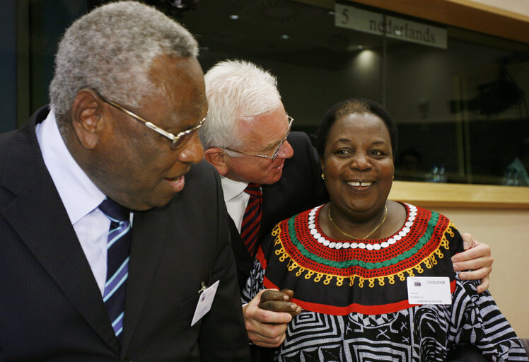 Снимка 14: Extraordinary meeting in the framwork of Africa Week at the EP in Brussels. Panel on intercultural dialogue with the Nobel Prize for Literature, the AU Commissioner for Social Affairs, in charge of culture and the President of the Pan-African Parliament.