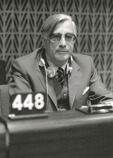 Arie de GOEDE attends a plenary session in February 1982