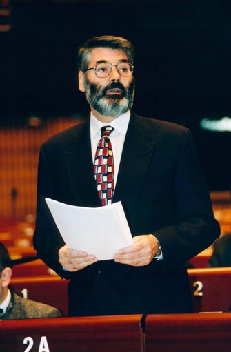 Proinsias DE ROSSA in plenary session in Strasbourg.