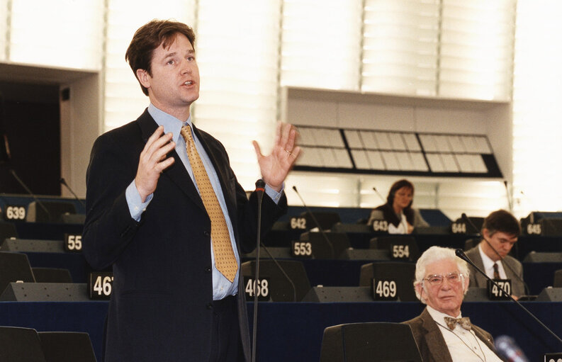 Nicholas CLEGG in plenary session in Strasbourg.