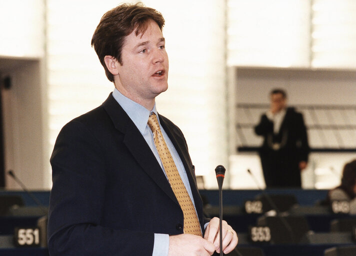 Nicholas CLEGG in plenary session in Strasbourg.