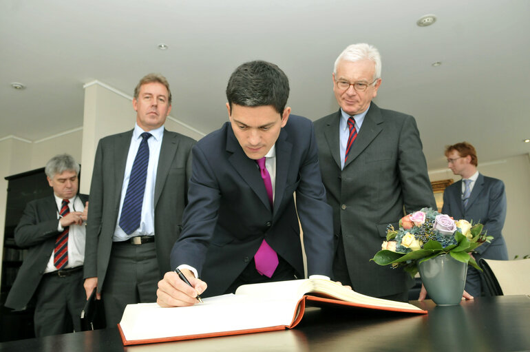 Hans-Gert POETTERING - EP President meets with David MILIBAND, UK Secretary of State for Foreign and Commonwealth Affairs.