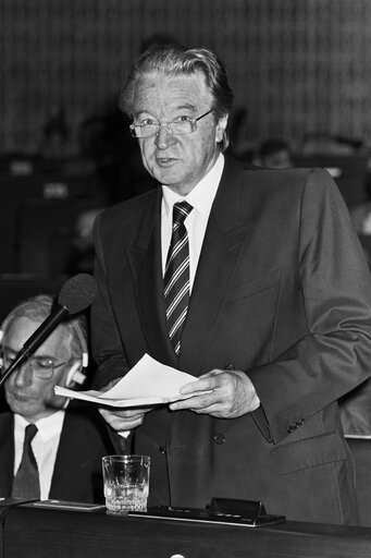 The French Minister for Foreign Affairs in plenary session in Strasbourg.