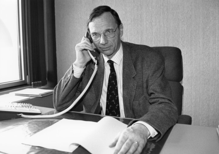 Portrait of MEP Gerard R P FUCHS in Strasbourg in April 1992