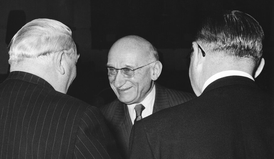 Robert SCHUMAN during the Constitutive session of the new European Parliamentary Assembly on the 19th of March 1958